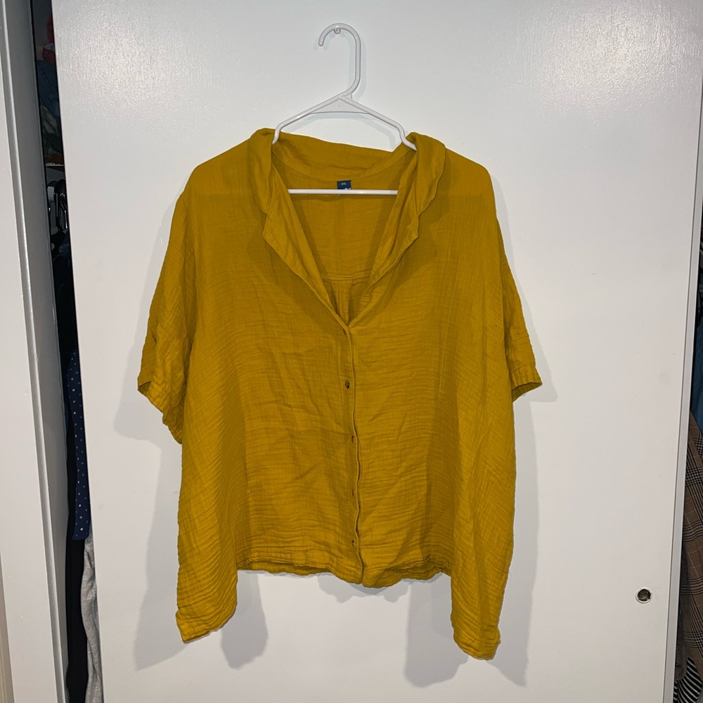 Crinkle Gauze Button Down Shirt